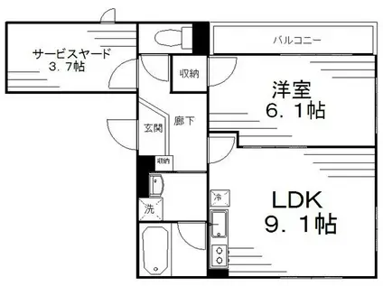 ローズコート日本橋茅場町(1SLDK/2階)の間取り写真