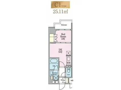 リビオメゾン木場(1DK/10階)の間取り写真