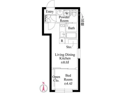 CASA FIORE 亀戸(1LDK/4階)の間取り写真