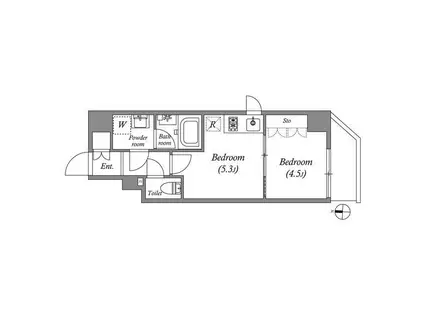 クオリタス住吉(1DK/2階)の間取り写真