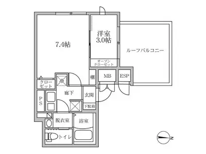 ラヴィエール菊川駅前(2K/5階)の間取り写真