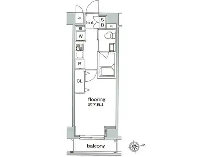 グランヴァン亀戸III(1K/1階)の間取り写真