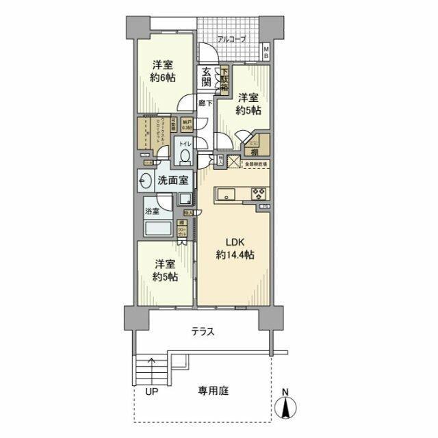 イーストゲートスクエア(3LDK/1階)の間取り写真