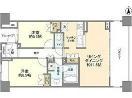 パークハウス清澄白河リバーサイド(2LDK/5階)の間取り写真