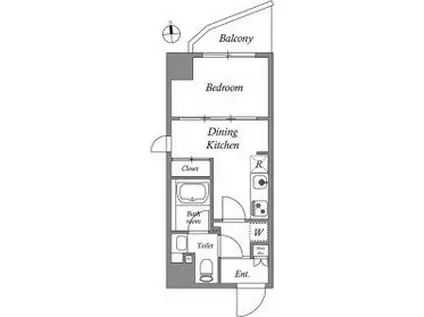 クオリタス門前仲町(1DK/6階)の間取り写真
