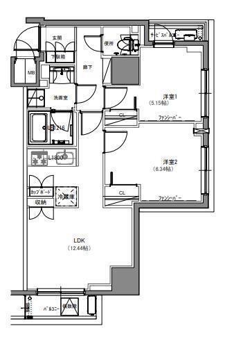 S-RESIDENCE両国緑(2LDK/10階)の間取り写真