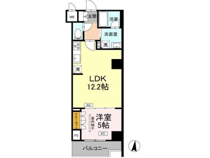 ロイジェント潮見(1LDK/4階)の間取り写真