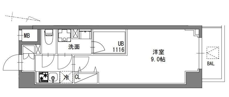 S-RESIDENCE東陽町FELIZ(1K/4階)の間取り写真
