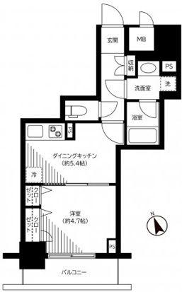 銀座レジデンス伍番館(1DK/6階)の間取り写真