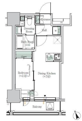 ONE ROOF RESIDENCE ASAKUSABASHI(1DK/10階)の間取り写真