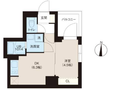 ALATO錦糸町サウス(1DK/5階)の間取り写真