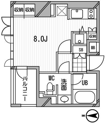 アーデン木場(ワンルーム/2階)の間取り写真