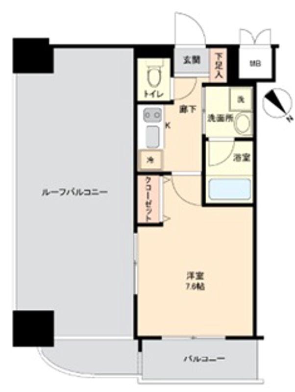 ハーモニーレジデンス門前仲町(1K/14階)の間取り写真