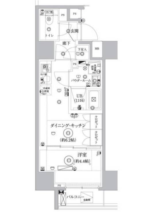 セジョリ東陽町(1DK/6階)の間取り写真