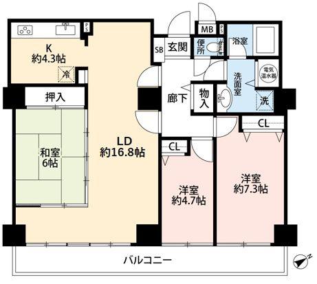 スカイシティ南砂(3LDK/25階)の間取り写真