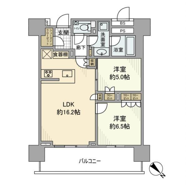 ブランズタワー豊洲(2LDK/34階)の間取り写真