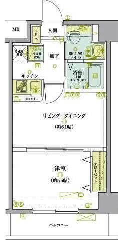リヴシティ錦糸町弐番館(1LDK/4階)の間取り写真