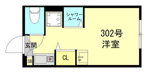 潮見テラス(ワンルーム/3階)の間取り写真