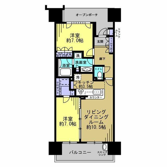 東京フロントコート(2LDK/7階)の間取り写真