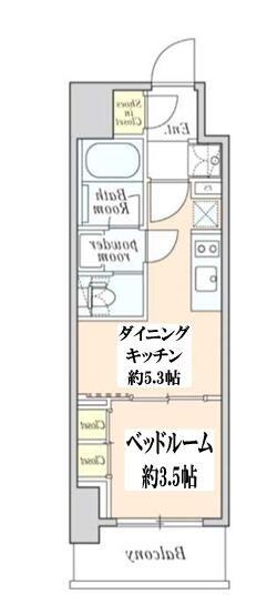 クレストコート本所吾妻橋(1DK/5階)の間取り写真