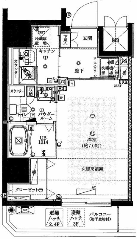 フェルクルールプレスト両国(1K/2階)の間取り写真