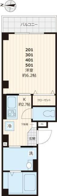 K ANNEX ケーアネックス(1K/4階)の間取り写真