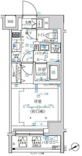 アルテシモ リュクス(1K/7階)の間取り写真