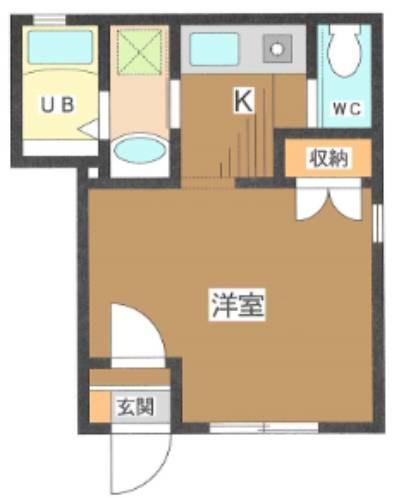 フラットウエスト(1K/1階)の間取り写真