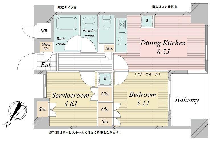 アクティ東仲通(1SDK/6階)の間取り写真