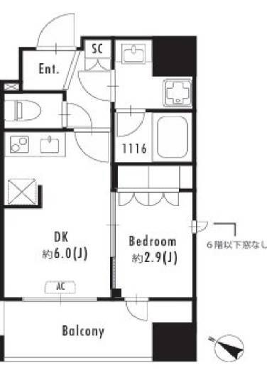 プライマル森下II(1DK/11階)の間取り写真
