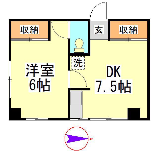 常盤マンション(1DK/2階)の間取り写真