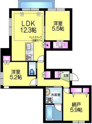 ENCORE MANOR アンコールマナー(2SLDK/1階)の間取り写真