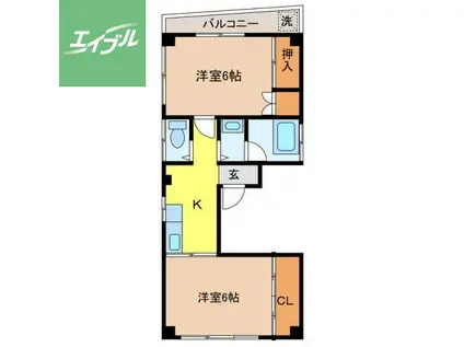 バウハウスサード(2K/3階)の間取り写真