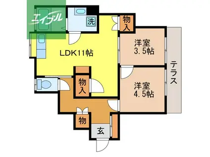 山添アパート(2LDK/1階)の間取り写真