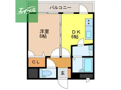 クオーレ中川(1DK/3階)の間取り写真