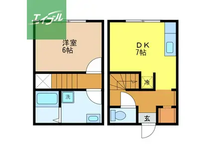 UKハウス鳴滝(1DK/1階)の間取り写真