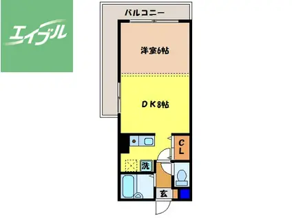 クオーレ中川(1DK/2階)の間取り写真