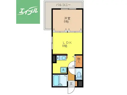クオーレ中川(1LDK/5階)の間取り写真