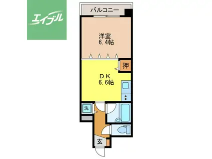 クオーレ鍛冶屋町(1DK/5階)の間取り写真