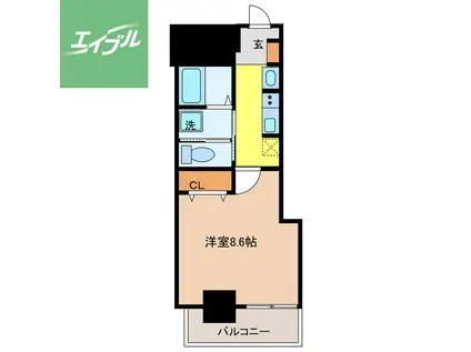 RESIDENCE大井手(1K/8階)の間取り写真