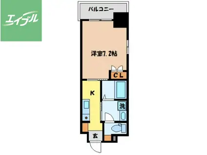 アミティ磨屋通(1K/7階)の間取り写真