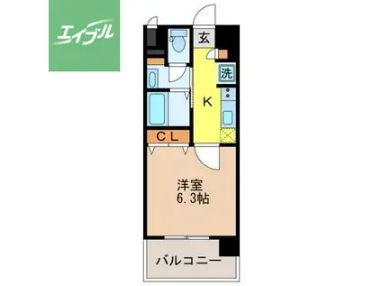 RESIDENCE中川(1K/2階)の間取り写真