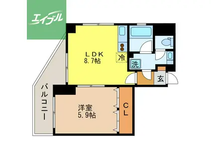 ヴェルシャトレー(1LDK/7階)の間取り写真