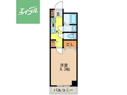 ヴェルシャトレー(1K/2階)の間取り写真