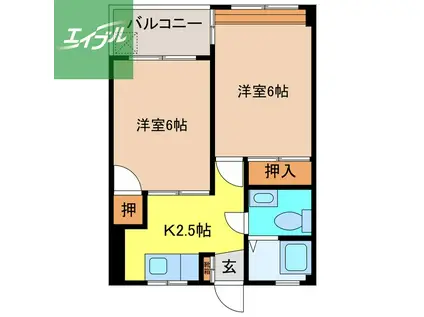 籠町ビル(2K/4階)の間取り写真