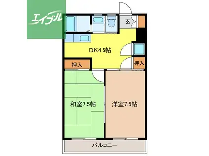 田村ビル(2DK/2階)の間取り写真