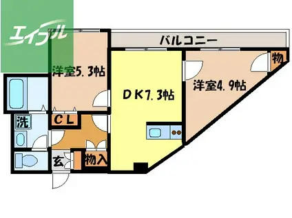 花屋敷ビル(2DK/3階)の間取り写真