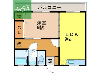 白木荘(1LDK/3階)の間取り写真