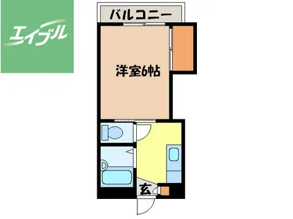 スカイポート南山手(1K/3階)の間取り写真