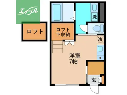 ハッピーキャッスル(ワンルーム/1階)の間取り写真